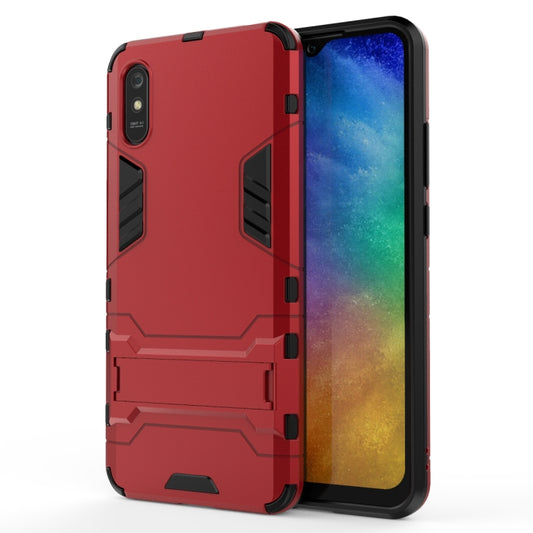 For Xiaomi Redmi 9A PC + TPU Shockproof Protective Case with Holder(Red) - Xiaomi Accessories by buy2fix | Online Shopping UK | buy2fix