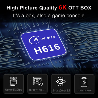 H96 Max 6K Ultra HD Smart TV Box with Remote Controller, Android 10.0, Allwinner H616 Quad Core ARM Cortex-A53, 4GB+64GB, Support TF Card / USBx2 / AV / HDMI / WIFI, US Plug - Consumer Electronics by buy2fix | Online Shopping UK | buy2fix