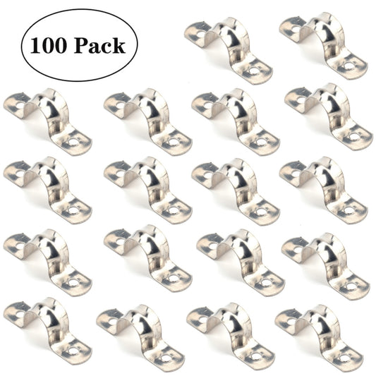 100 PCS M14 304 Stainless Steel Hole Tube Clips U-tube Clamp Connecting Ring Hose Clamp - In Car by buy2fix | Online Shopping UK | buy2fix
