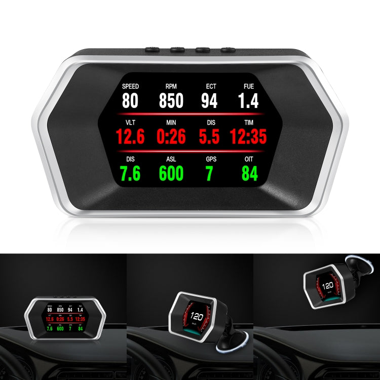 P17 Car HUD Head-up Display GPS Speed Meter Car OBD2 Fault Elimination Code - Head Up Display System by buy2fix | Online Shopping UK | buy2fix