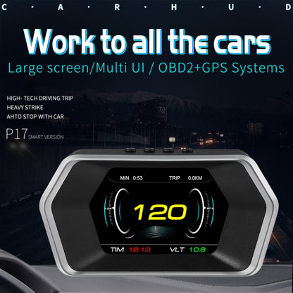 P17 Car HUD Head-up Display GPS Speed Meter Car OBD2 Fault Elimination Code - Head Up Display System by buy2fix | Online Shopping UK | buy2fix