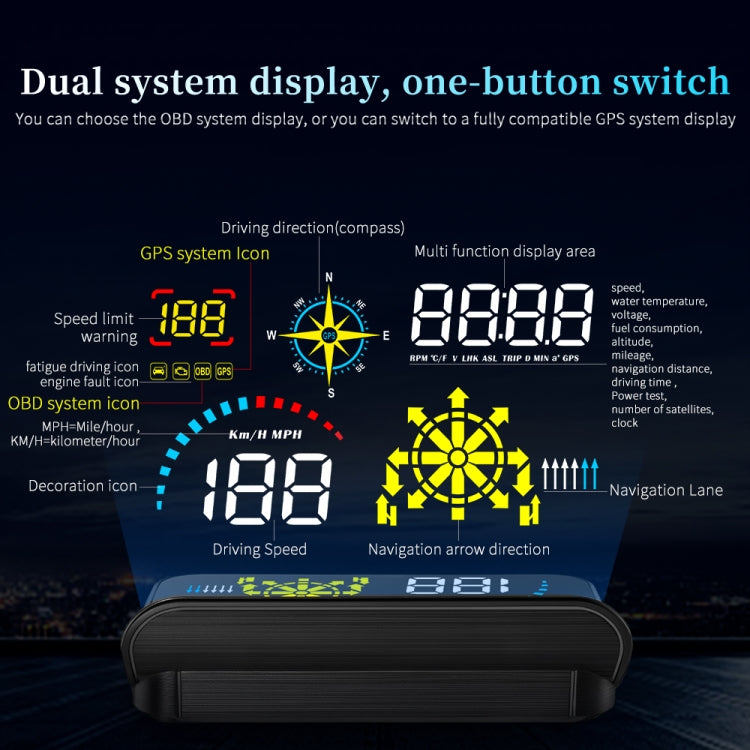 Q10 Car HUD Head-up Display GPS Speed Meter - Head Up Display System by buy2fix | Online Shopping UK | buy2fix