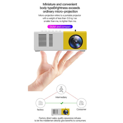 J9 1920x1080P 15 ANSI Portable Home Theater Mini LED HD Digital Projector, Basic Version, US Plug(Yellow White) - Consumer Electronics by buy2fix | Online Shopping UK | buy2fix