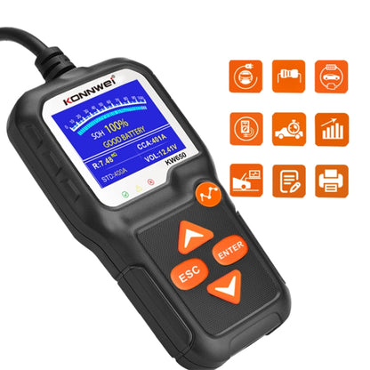 KONNWEI KW650 6V- 12V Car Motorcycle Battery Lawn Mower Detector with 2.4 inch Color Display & Waveform Graph - Code Readers & Scan Tools by KONNWEI | Online Shopping UK | buy2fix