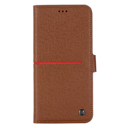 For iPhone 12 Pro Max GEBEI Top-grain Leather Horizontal Flip Protective Case with Holder & Card Slots & Wallet & Photo Frame(Brown) - iPhone 12 Pro Max Cases by GEBEI | Online Shopping UK | buy2fix