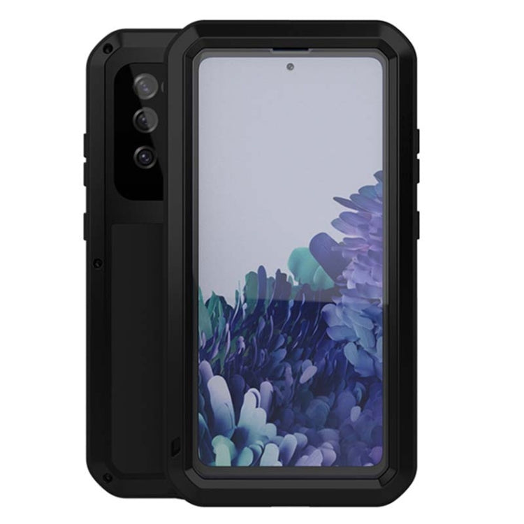 For Samsung Galaxy S20 FE LOVE MEI Metal Shockproof Waterproof Dustproof Protective Case with Glass(Black) - Samsung Accessories by NILLKIN | Online Shopping UK | buy2fix