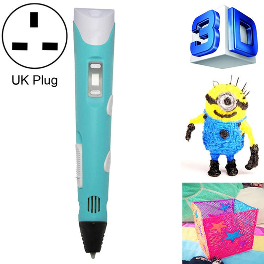 Hand-held 3D Printing Pen, UK Plug (Blue) - Consumer Electronics by buy2fix | Online Shopping UK | buy2fix