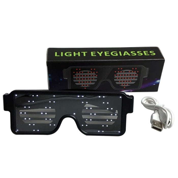Night Club Bar Disco LED Light Emitting Glasses Festival Party USB Charging Shutter Dynamic Flash Glasses (White) - Home & Garden by buy2fix | Online Shopping UK | buy2fix