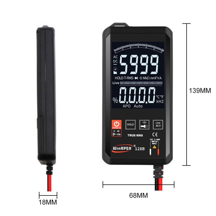 HY128B Reverse Display Screen Ultra-thin Touch Smart Digital Multimeter Fully Automatic High Precision True Effective Value Multimeter - Consumer Electronics by buy2fix | Online Shopping UK | buy2fix