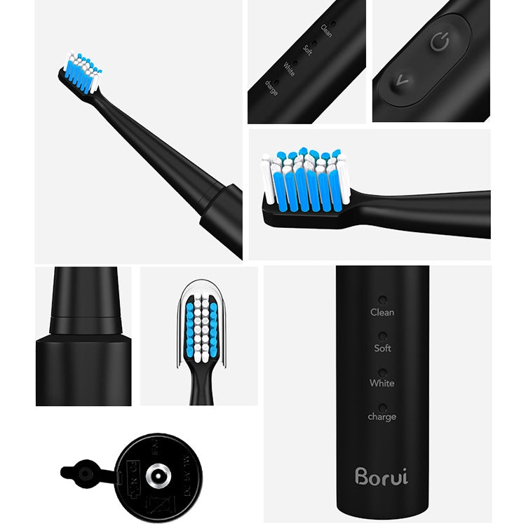 USB Wireless Charge Sonic Electric Toothbrush Adult Oral Hygiene Rechargeable Ultrasonic Tooth Brush with 4 Brush Heads (Black Plating) - Toothbrushes by buy2fix | Online Shopping UK | buy2fix