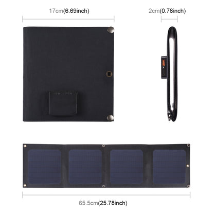 HAWEEL 14W 4-Fold ETFE Solar Panel Charger with 5V / 2.1A Max Dual USB Ports, Support QC3.0 and AFC(Black) - Charger by HAWEEL | Online Shopping UK | buy2fix