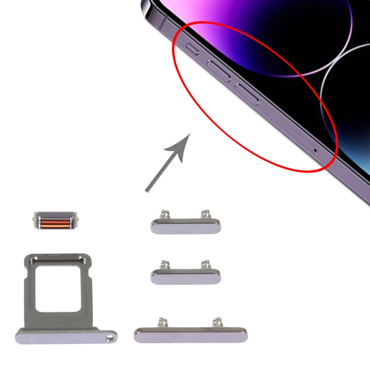 SIM Card Tray + Side Keys for iPhone 14 Pro Max(Purple) - Repair & Spare Parts by buy2fix | Online Shopping UK | buy2fix