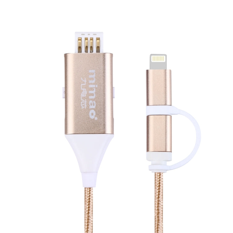 1M Multi-functional Mimao 8pin & Micro USB to OTG & USB 2.0 Data Sync Cable USB Charging Cable, For iPhone & iPad, Samsung, HTC, Sony, Huawei, Xiaomi(Gold) - OTG Adapter by buy2fix | Online Shopping UK | buy2fix