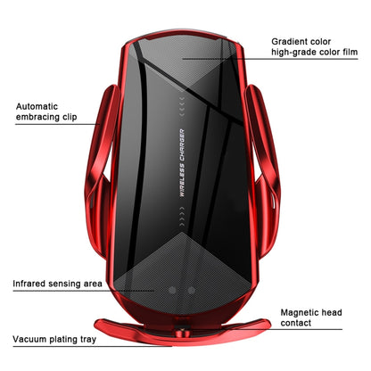 Q2 15W Universal Rotation Infrared Induction Magnetic Car Wireless Charging Mobile Phone Holder with Micro USB + 8 Pin + Type-C / USB-C Magnetic Connector(Red) - In Car by buy2fix | Online Shopping UK | buy2fix