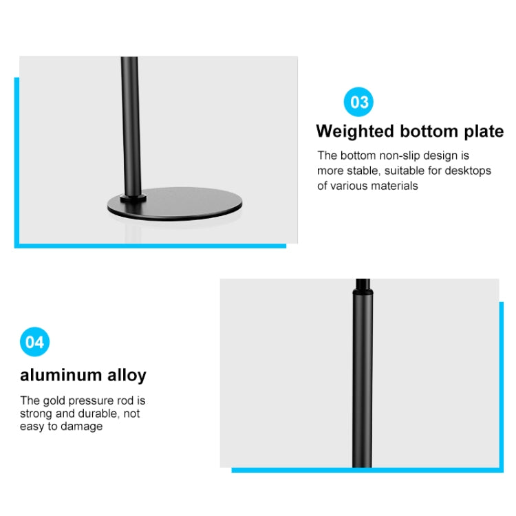 ZM-15 Rotatable Aluminum Alloy Desktop Stand Lazy Stand for 4.7-12.9 inch Mobile Phones / Tablets(Black) - Desktop Holder by buy2fix | Online Shopping UK | buy2fix