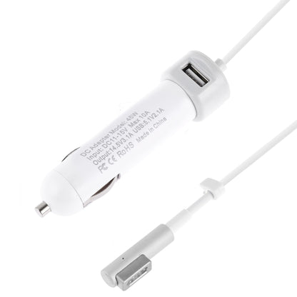 45W 5.1V 2.1A USB Interface Car Charger with 14.5V 3.1A L MagSafe Interface Data Cable(White) - In Car by buy2fix | Online Shopping UK | buy2fix