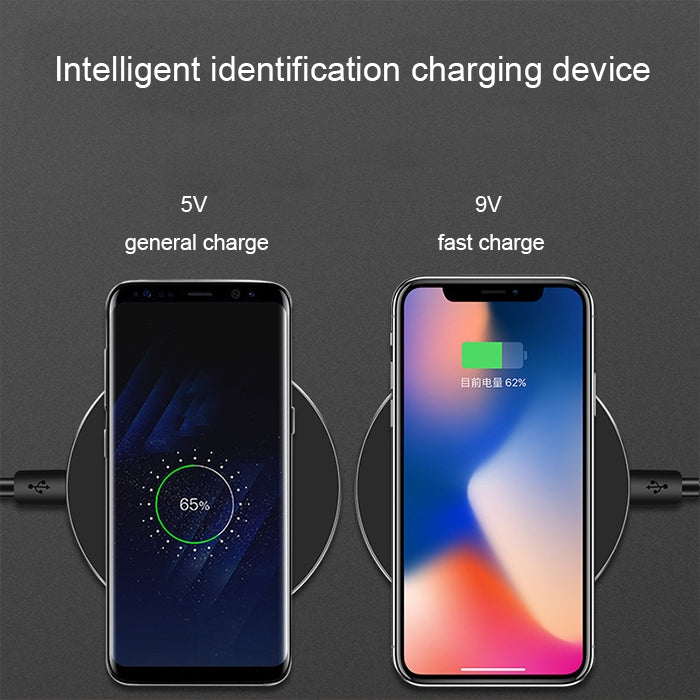 GY-68 Ultra-Thin Aluminum Alloy Wireless Fast Charging Qi Charger Pad(Black) - Wireless Charger by buy2fix | Online Shopping UK | buy2fix