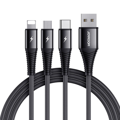 JOYROOM S-1230G4 3A 3 In 1 USB to 8 Pin + Micro USB + Type-C / USB-C Fast Charging Data Cable Length: 1.2m (Black) - Multifunction Cable by JOYROOM | Online Shopping UK | buy2fix