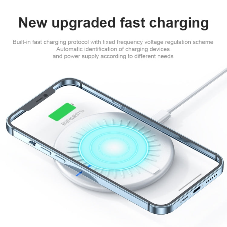 964 15W Round Shape Wireless Fast Charging(White) - Apple Accessories by buy2fix | Online Shopping UK | buy2fix