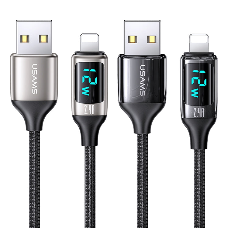 USAMS US-SJ543 U78 8 Pin Aluminum Alloy Digital Display Charging Data Cable, Length: 1.2m (Black) - Normal Style Cable by USAMS | Online Shopping UK | buy2fix