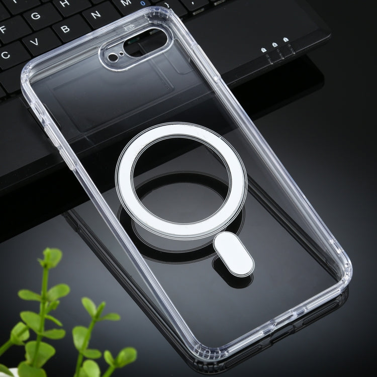 For iPhone 7 Plus / 8  Plus Magsafe Case Simple Magnetic Ring All-inclusive Clear Crystal Acrylic PC +TPU Shockproof Case - More iPhone Cases by buy2fix | Online Shopping UK | buy2fix