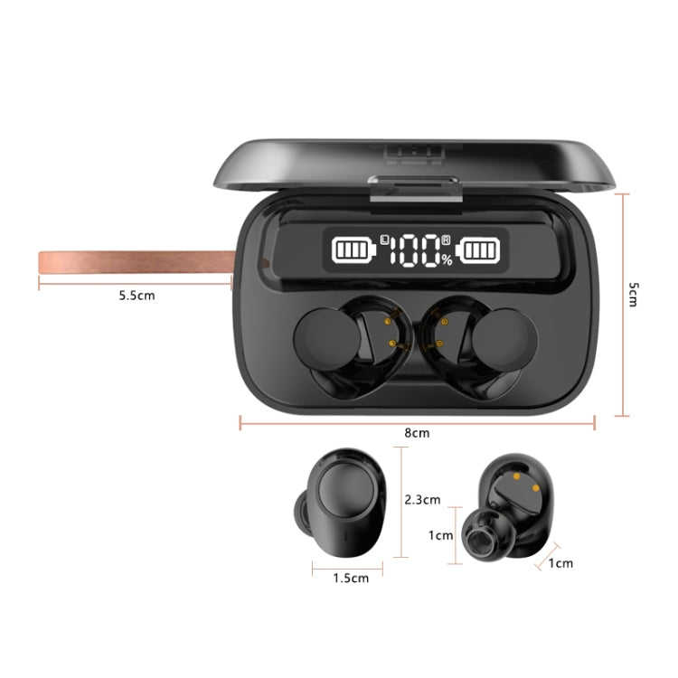 A13 TWS CVC8.0 and DSP Dual Noise Cancelling Touch Bluetooth Earphone with Charging Box, Support LED Digital Display & Clock & Flashlight & HD Call & Siri & Power Bank(Black) - TWS Earphone by buy2fix | Online Shopping UK | buy2fix