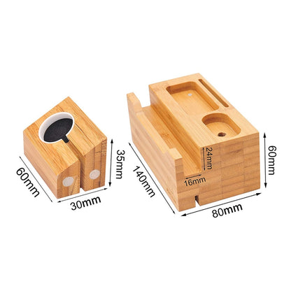 Multi-function Bamboo Charging Station Charger Stand Management Base with 3 USB Ports, For Apple Watch, AirPods, iPhone, AU Plug - Others by buy2fix | Online Shopping UK | buy2fix