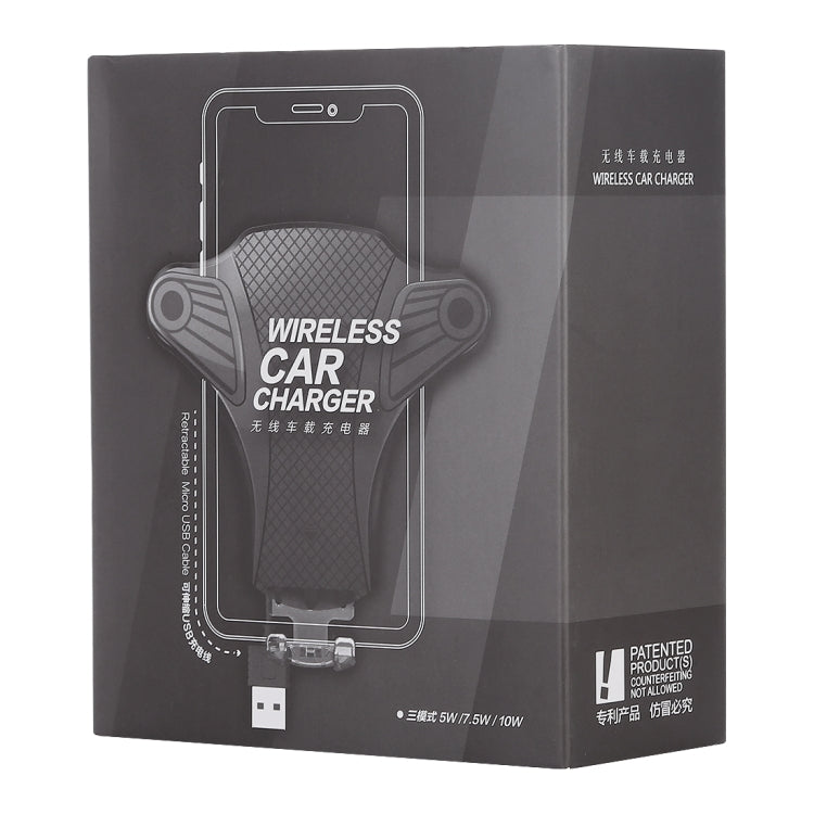 1803WC 10W Wireless Smart Car Charger Mobile Phone Holder with Retractable Micro USB Cable, Length: 85cm(Black) - In Car by buy2fix | Online Shopping UK | buy2fix