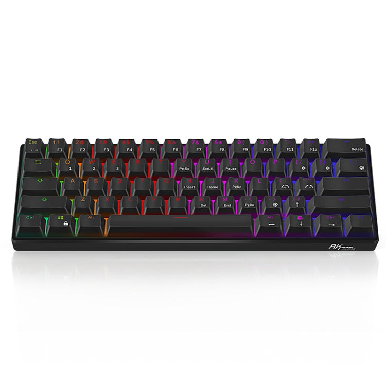 RK61 61 Keys Bluetooth / 2.4G Wireless / USB Wired Three Modes Brown Switch Tablet Mobile Gaming Mechanical Keyboard with RGB Backlight, Cable Length: 1.5m (Black) - Wired Keyboard by buy2fix | Online Shopping UK | buy2fix