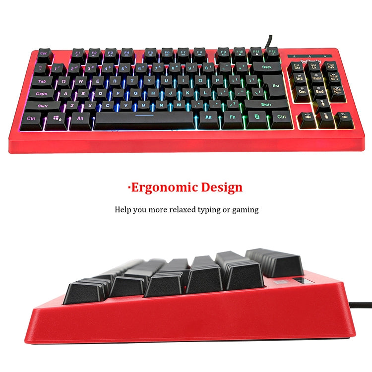 PK-870 USB Port RGB Lighting Mechanical Gaming Wired Keyboard(Red) - Wired Keyboard by buy2fix | Online Shopping UK | buy2fix