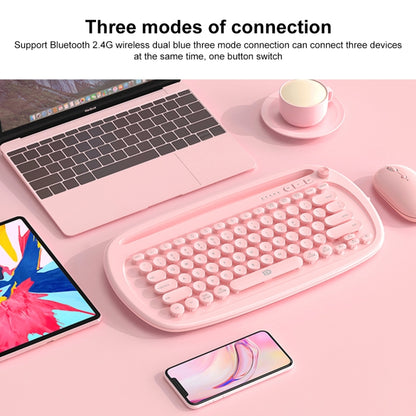 FOETOR K520t Mini Three Modes Wireless Bluetooth Keyboard(Pink) - Wireless Keyboard by FOETOR | Online Shopping UK | buy2fix