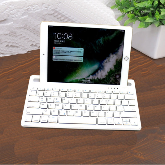 B908 Ultra-slim 78 Keys Bluetooth Wireless Keyboard with Concave Mobile Phone Holder (White) - Wireless Keyboard by buy2fix | Online Shopping UK | buy2fix