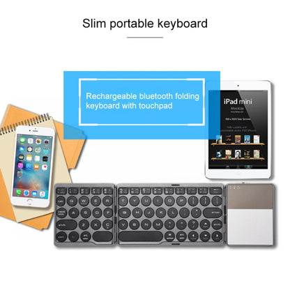 GK408 Three-fold Rechargeable Wireless Bluetooth Keyboard with Touchpad, Support Android / IOS / Windows (Black Grey) -  by buy2fix | Online Shopping UK | buy2fix