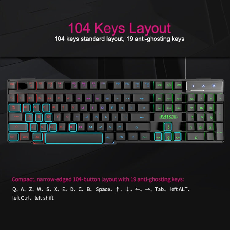 iMICE AK-600 Wired USB Floating Keycap Characters Glow Backlit Gaming Keyboard(Black) - Wired Keyboard by iMICE | Online Shopping UK | buy2fix