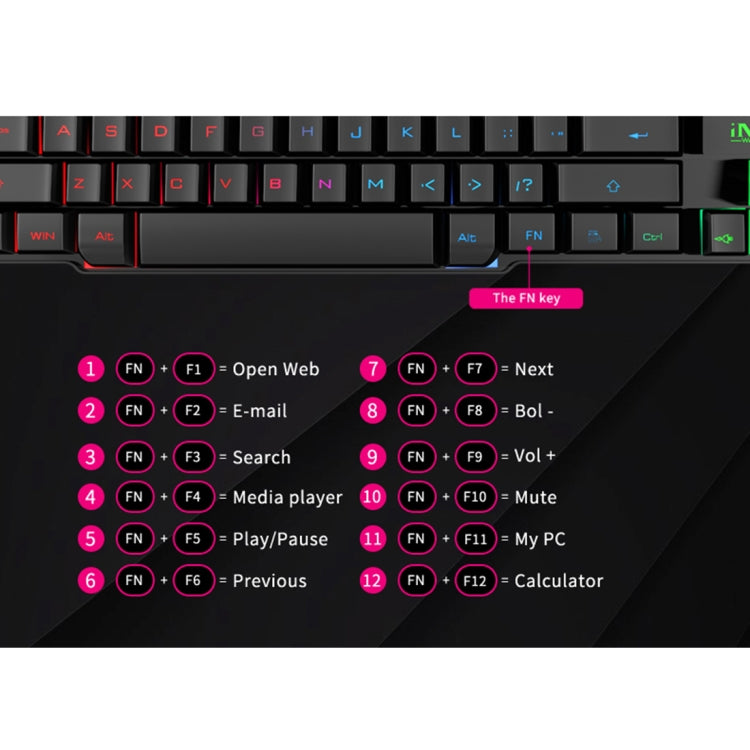 iMICE AK-600 Wired USB Floating Keycap Characters Glow Backlit Gaming Keyboard(Black) - Wired Keyboard by iMICE | Online Shopping UK | buy2fix