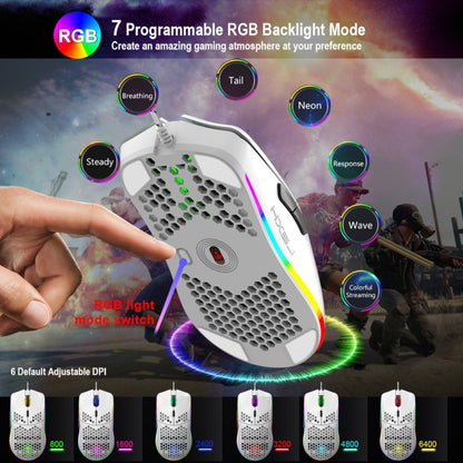 HXSJ J900 6 Keys RGB Lighting Programmable Gaming Wired Mouse (White) -  by HXSJ | Online Shopping UK | buy2fix