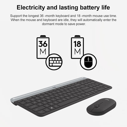 Logitech MK470 Wireless Silence Keyboard Mouse Set (White) - Wireless Keyboard by Logitech | Online Shopping UK | buy2fix