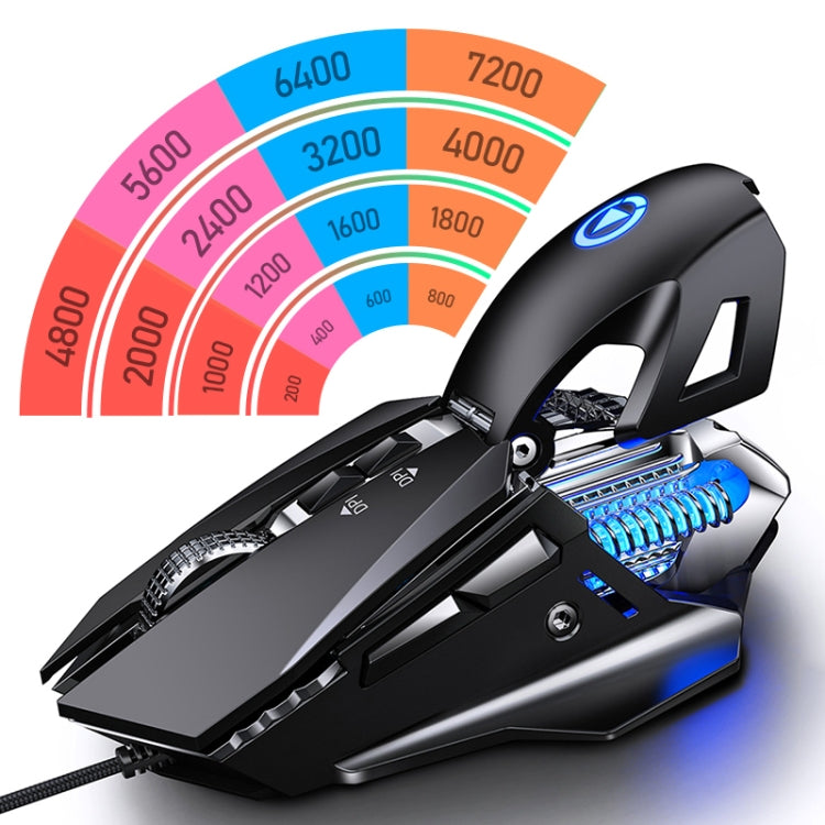 YINDIAO G10 7200DPI 7-modes Adjustable 7-keys RGB Light Wired Metal Mechanical Hard Core Macro Mouse, Style: Audio Version(Silver) - Wired Mice by YINDIAO | Online Shopping UK | buy2fix