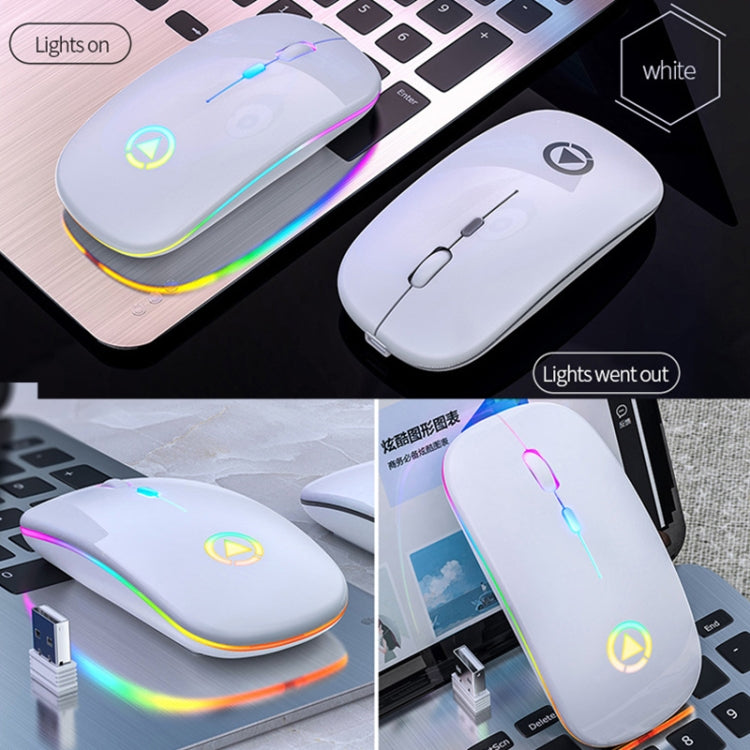 YINDIAO A2 2.4GHz 1600DPI 3-modes Adjustable RGB Light Rechargeable Wireless Silent Mouse (White) - Computer & Networking by YINDIAO | Online Shopping UK | buy2fix