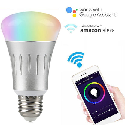 JH-G05 E27 7W WiFi Smart LED Light Bulb, 6000K+RGB 600LM Works with Alexa & Google Home, AC 175-255V(Silver) - Smart Light Bulbs by buy2fix | Online Shopping UK | buy2fix