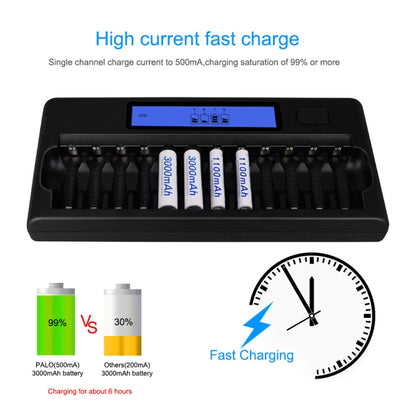 100-240V 12 Slot Battery Charger for AA / AAA / NI-MH / NI-CD Battery, with LCD Display, EU Plug - Consumer Electronics by buy2fix | Online Shopping UK | buy2fix