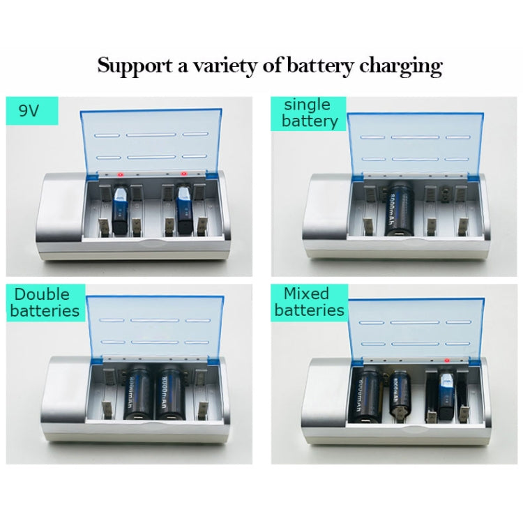 AC 100-240V 4 Slot Battery Charger for AA & AAA & C / D Size Battery, UK Plug - Consumer Electronics by buy2fix | Online Shopping UK | buy2fix