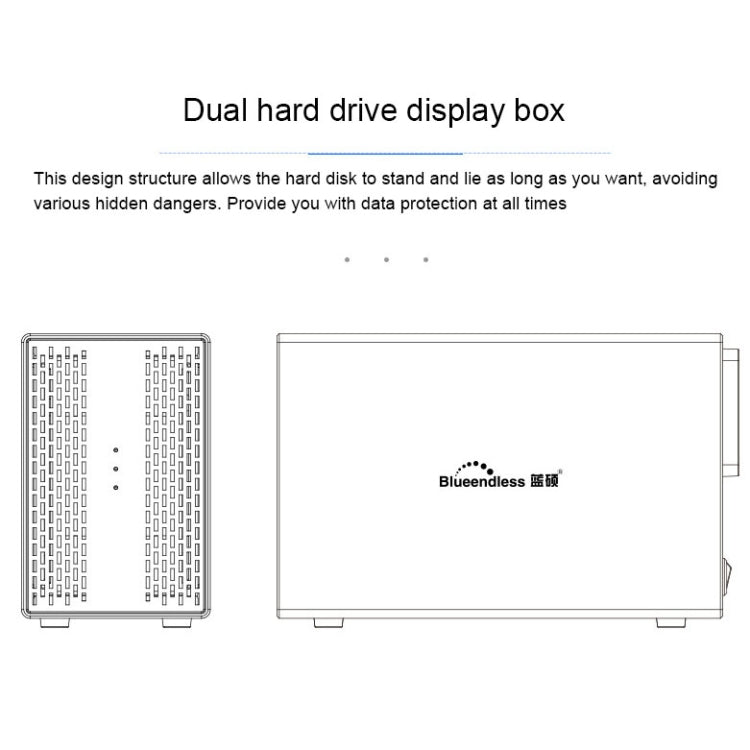 Blueendless Type-C / USB-C Interface 3.5 inch 2 Bay RAID Combination Array HDD External Enclosure (US Plug) - HDD Enclosure by Blueendless | Online Shopping UK | buy2fix