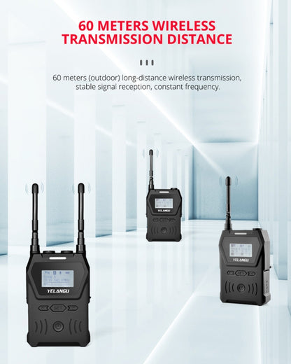 YELANGU YLG9929B MX4 Dual-Channel 100CH UHF Wireless Microphone System with 2 Transmitters and Receiver for DSLR Cameras and Video Cameras(Black) - Camera Microphone by YELANGU | Online Shopping UK | buy2fix