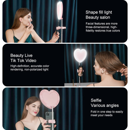 G5 Heart Shape Multi-function Live Broadcast Beauty Fill Light Mobile Phone Holder (White) - Consumer Electronics by buy2fix | Online Shopping UK | buy2fix
