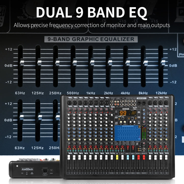 XTUGA B1404FX 14 Channels Bluetooth Audio Mixer Digital DJ Controller Sound Mixing Console (US Plug) - Live Sound Effects Processors by XTUGA | Online Shopping UK | buy2fix