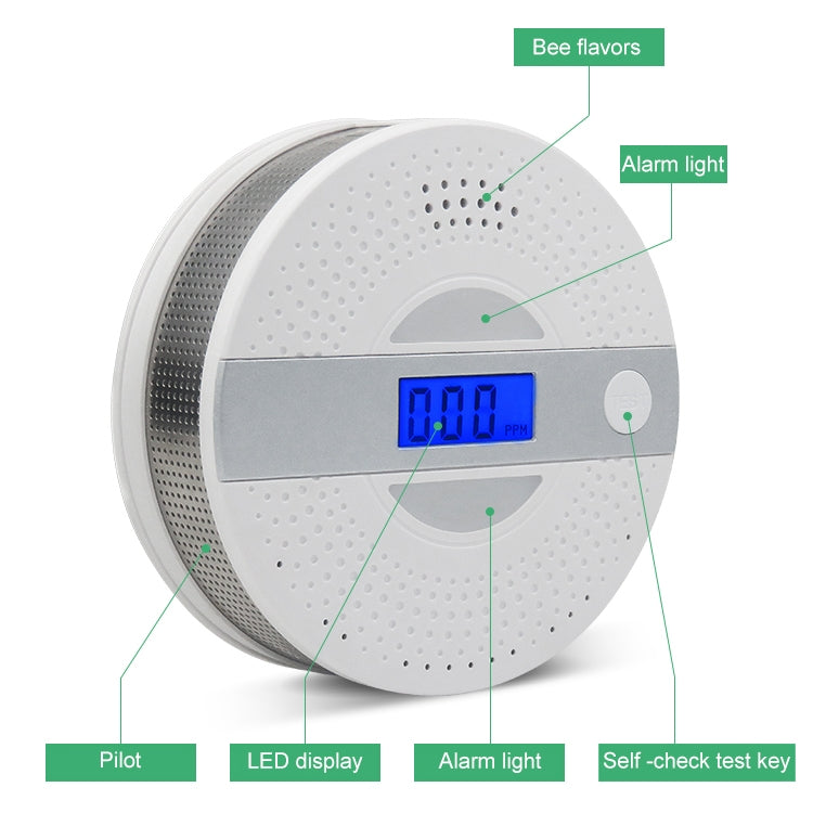 JSN-JY-909COM Smoke Carbon Monoxide Alarm Detector without Battery - Security by buy2fix | Online Shopping UK | buy2fix