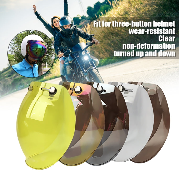 Soman Motorcycle Bubble Visor Open Face Helmet Visor Helmet Windshield Shield with Transparent Frame(Yellow) - Helmets by SOMAN | Online Shopping UK | buy2fix