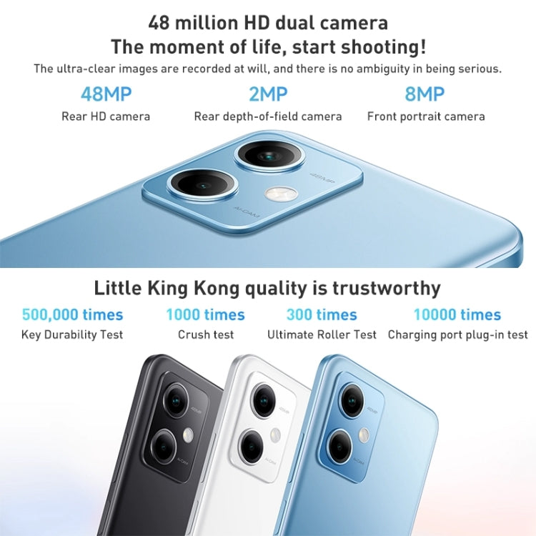 Xiaomi Redmi Note 12 5G, 48MP Camera, 6GB+128GB, Dual Back Cameras, 5000mAh Battery, Side Fingerprint Identification, 6.67 inch MIUI 13 Qualcomm Snapdragon 4 Gen1 Octa Core up to 2.0GHz, Network: 5G, Dual SIM, IR, Not Support Google Play(Blue) - Xiaomi Redmi by Xiaomi | Online Shopping UK | buy2fix