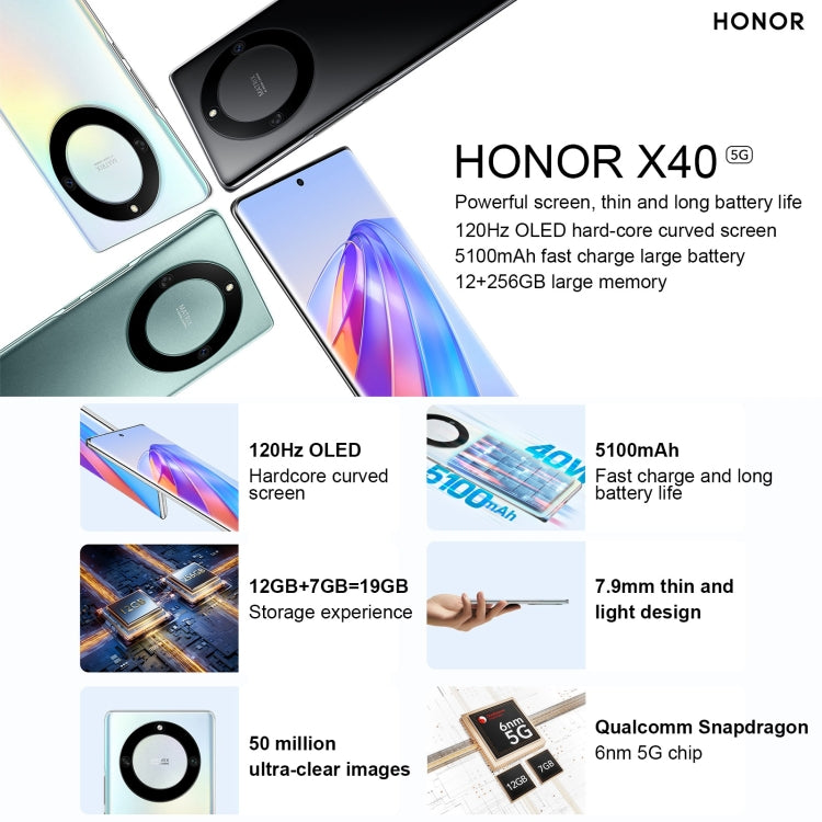 Honor X40 5G RMO-AN00, 50MP Cameras, 8GB+128GB, China Version - Honor by Huawei | Online Shopping UK | buy2fix